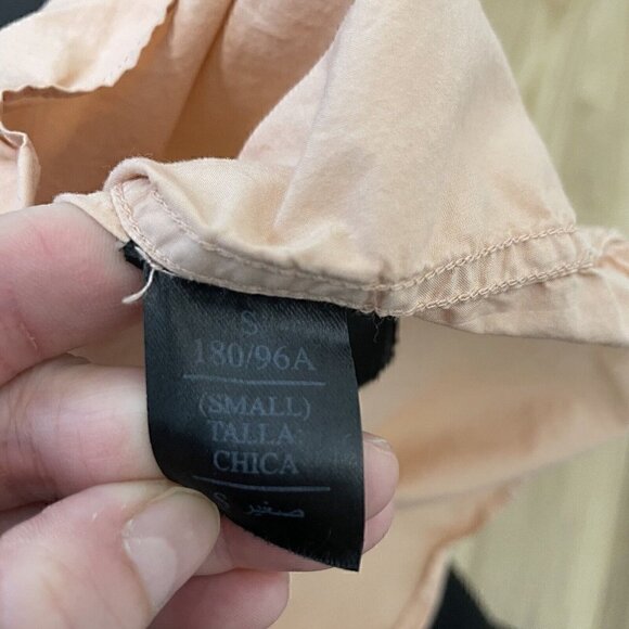 AllSaints Prospect Long Sleeve Button Down Shirt Peach Pink Men's size Small - Picture 7 of 8